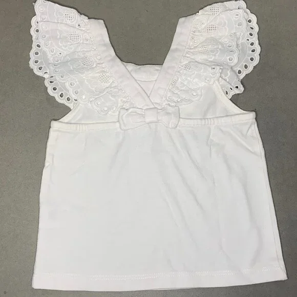 Janie and Jack White Eyelet Ruffle Collar Top 18–24M - Picture 2 of 3